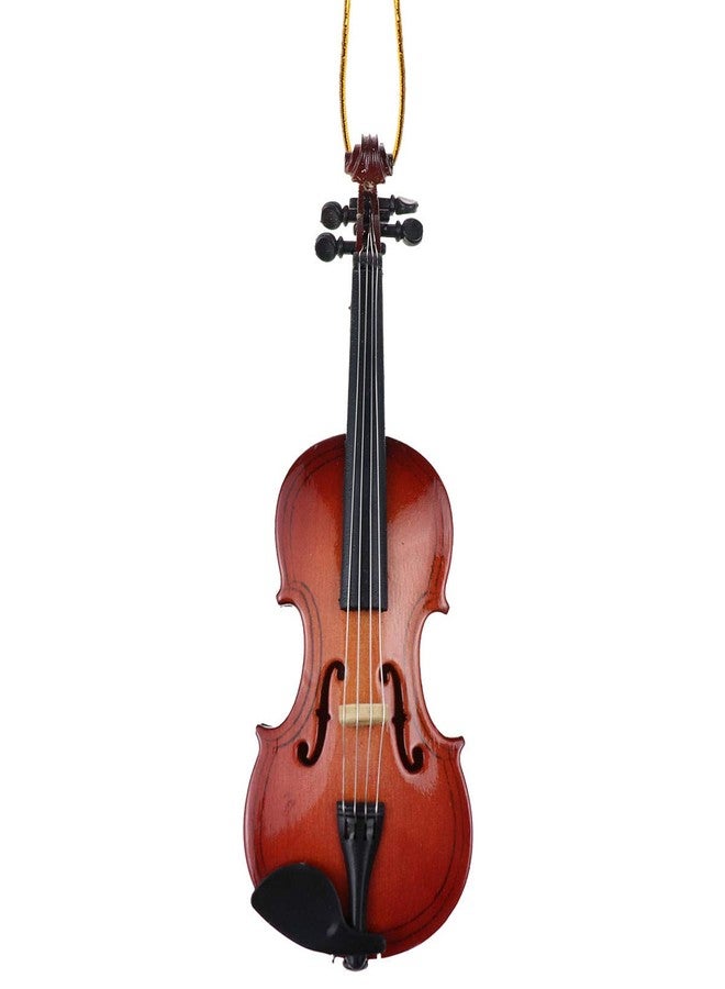 Dselvgvu Wooden String Miniature Violin Hanging Ornament Mini Musical Instrument Replica Holiday Tree Home Decoration Display Ornament (4.72" Violin) - Image 1